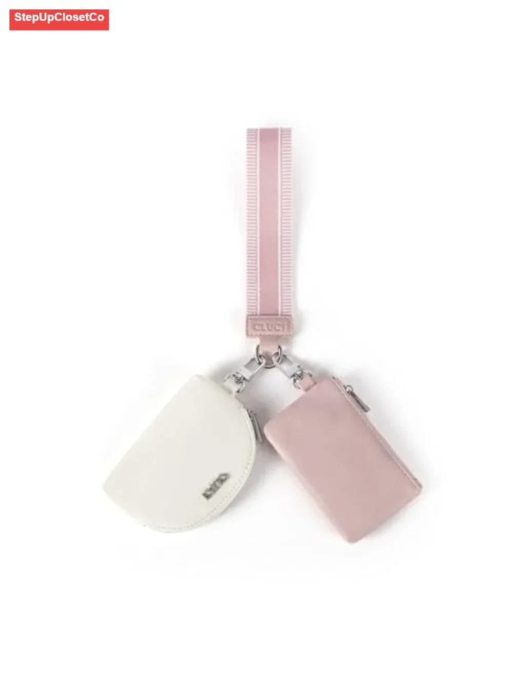 PU Leather Keychain Wallet with Detachable Dual Pouch Wristlet